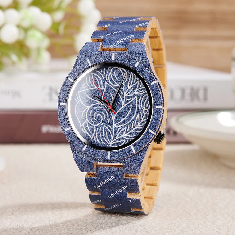 Men's Watches BOBO BIRD Bamboo Quartz Watch Pattern Printing Colorful Wooden Wristwatch 2025 New - Sun Studio