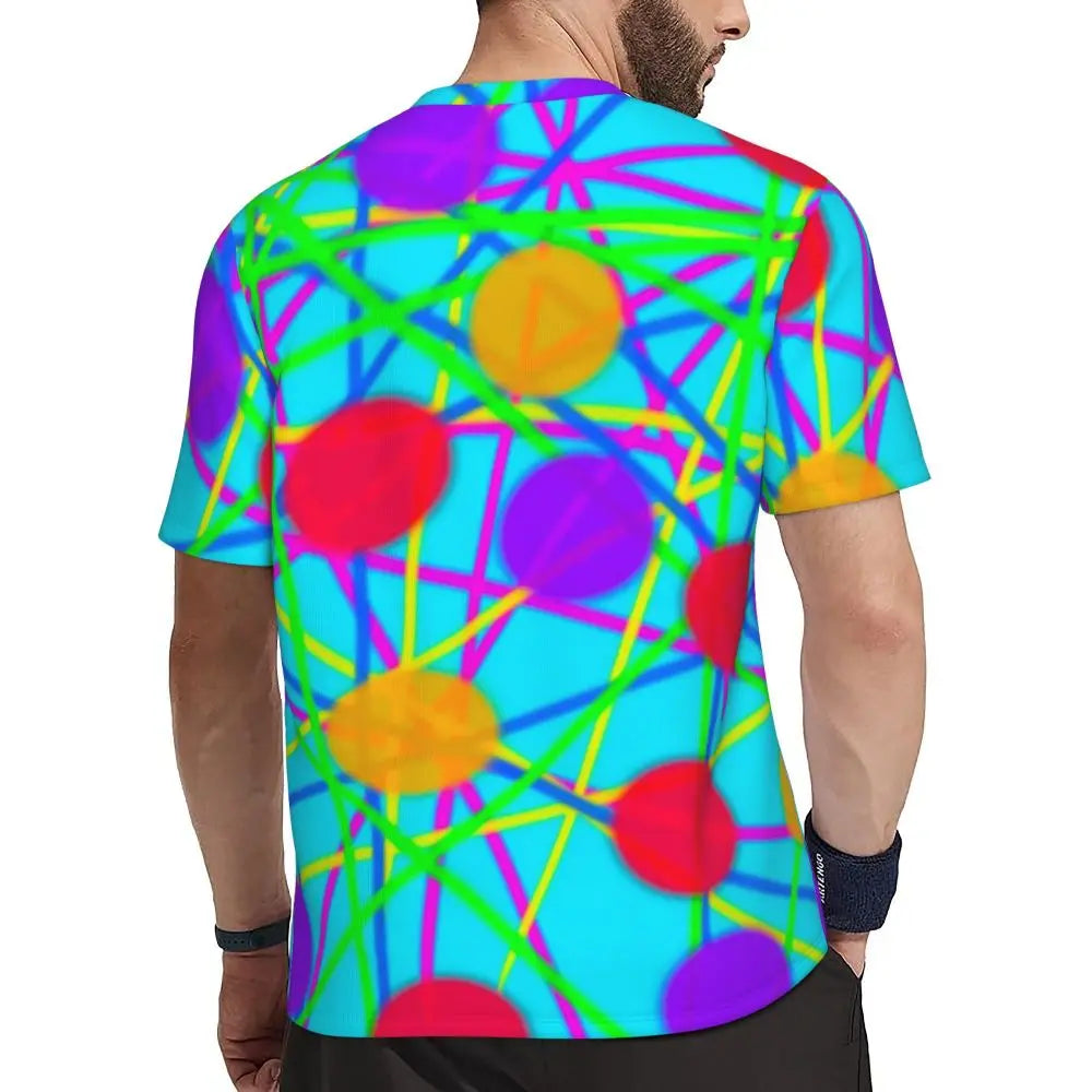 Gym T Shirt For Mens Retro Dots And Stripes T Shirts Fashion Blue Line Design Summer Tees O Neck Basic Graphic Clothes Plus Size - Sun Studio