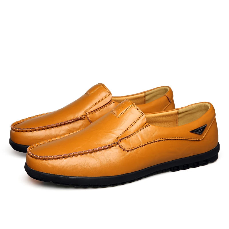 Genuine Leather Men Casual Shoes Luxury Brand 2025 Mens Loafers Moccasins Breathable Slip on Black Driving Shoes Plus Size 37-47 - Sun Studio