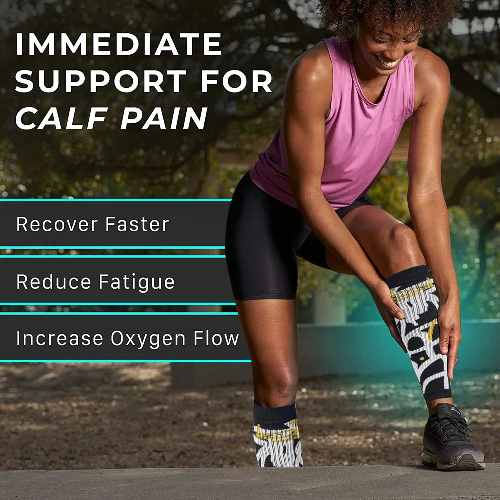 1Pcs Calf Compression Sleeves for Men/Women,Footless Compression Sock,Varicose Vein Treatment for Legs & Pain Relief,Calf Braces - Sun Studio
