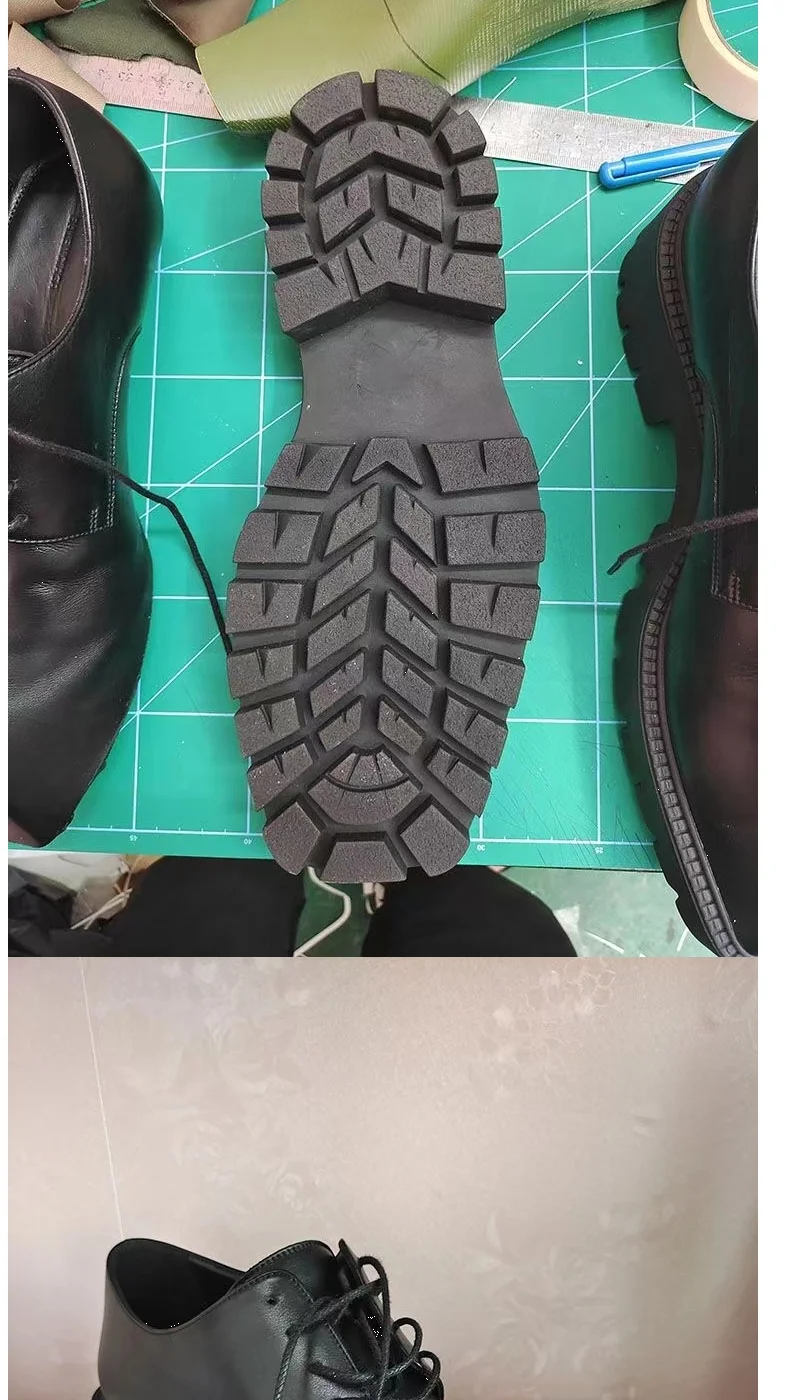 2025 Men's Big Head Leather Niche Design Casual Platform Rhino Horn Square Single Sneakers Derby Shoes - Sun Studio