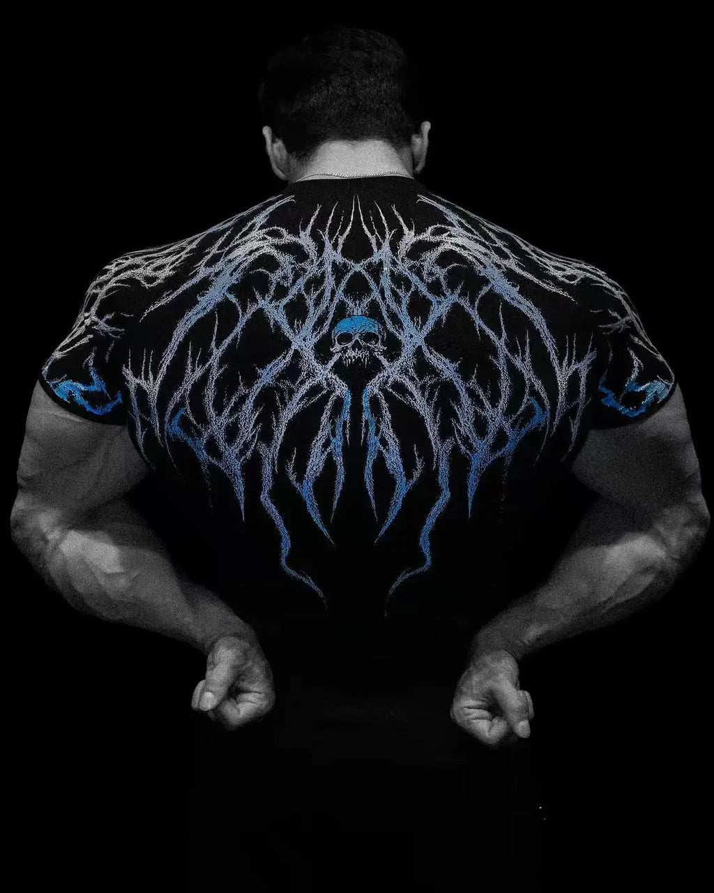 GYM T-shirt Men's Dark Gothic Print Muscle Tee High Elasticity And Quick Drying Exercise For Bodybuilding Training - Sun Studio