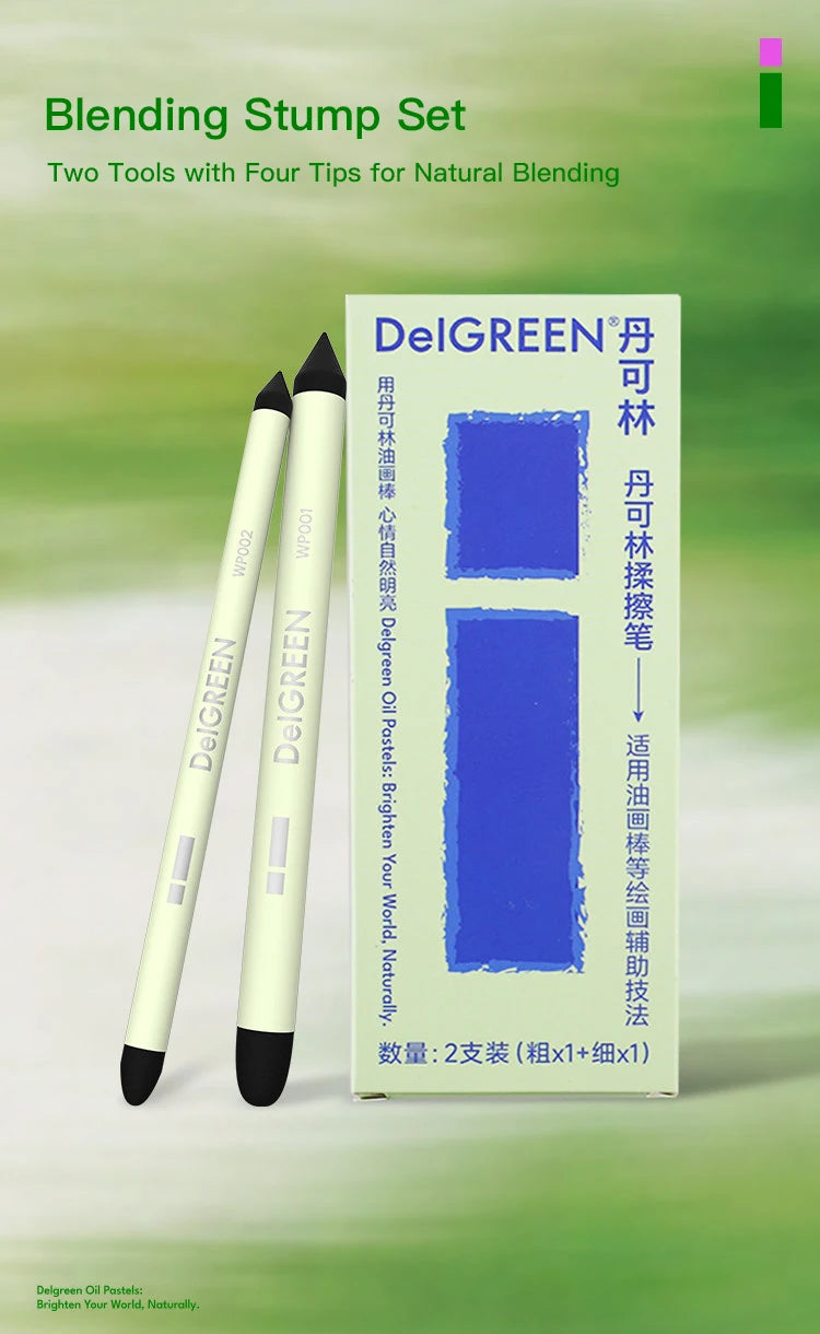 Cotton Blending Sponge Brush Pens Set 2Pcs Double-Headed Washable Sketch Wipe Reusable Art Blenders for Detail Shadow Highlight - Sun Studio