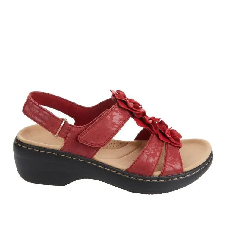 Summer Sandals Women 2022 New Flower Wedge Platform Orthopedics Shoes Retro Rome Casual Comfortable Peep Toe Sandalias De Mujer - Sun Studio