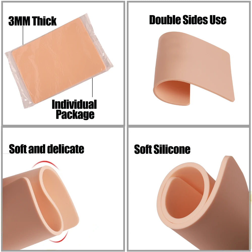 3MM Thick Tattoo Practice Skin Blank Double Sides Silicone Fake Skin for Permanent Makeup Training Tattoo Skin Accessories - Sun Studio