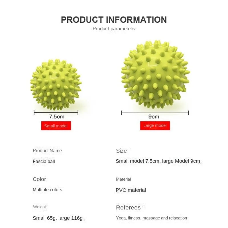 9cm PVC Spiky Massage Yoga Ball Trigger Point Sport Fitness Hand Foot Pain Stress Relief Muscle Relax Unisex Stab Massage Ball - Sun Studio