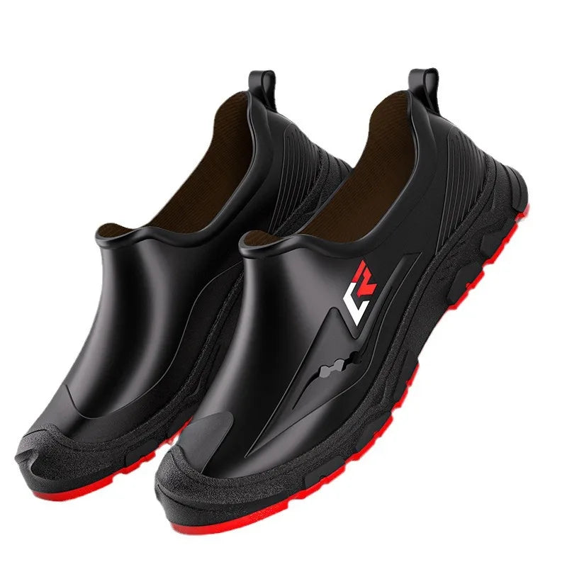 New Short-tube Rain Boots for Men Non-slip and Wear-resistant Fishing Water Shoes Plus Velvet Rubber Shoes Waterproof Rain Boots - Sun Studio
