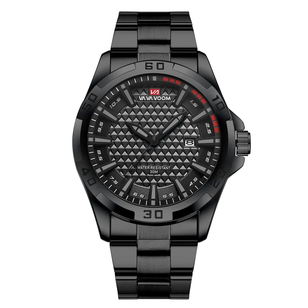 VA VA VOOM Mens Casual Sport Military Quartz Calendar Watches for Man Business Stainless Steel Waterproof Clock Relogio Masculin - Sun Studio
