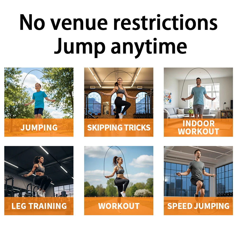 Aluminum alloy steel wire metal handle student adult fitness fat burning racing training competition skipping rope - Sun Studio