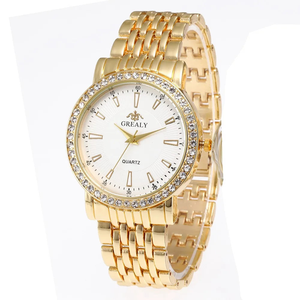 New Casual Watches Women Luxury Fashion Lovers Watch Rhinestone Stainless steel Quartz Watch Men Women Gift Business Wristwatch - Sun Studio