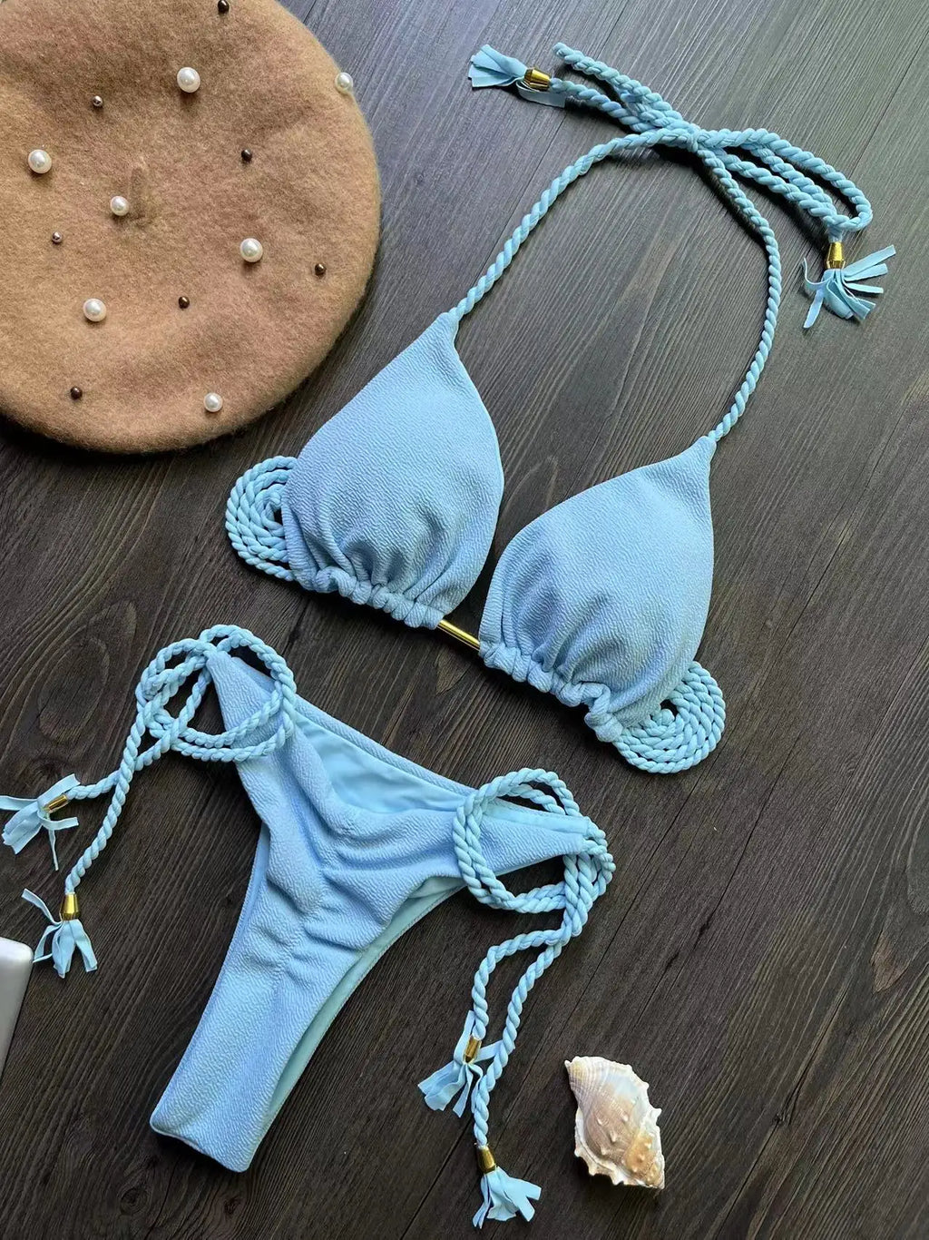 Sexy solid color women's bikini set summer swimsuit two-piece set beach Swimwear bikinis - Sun Studio