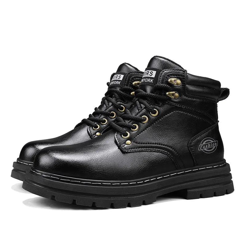High Quality Leather Mens Boots New Arrival Male High Top Flats Comfortable Lace-Up Low Top Sneakers Stylish Male Ankle Boots - Sun Studio