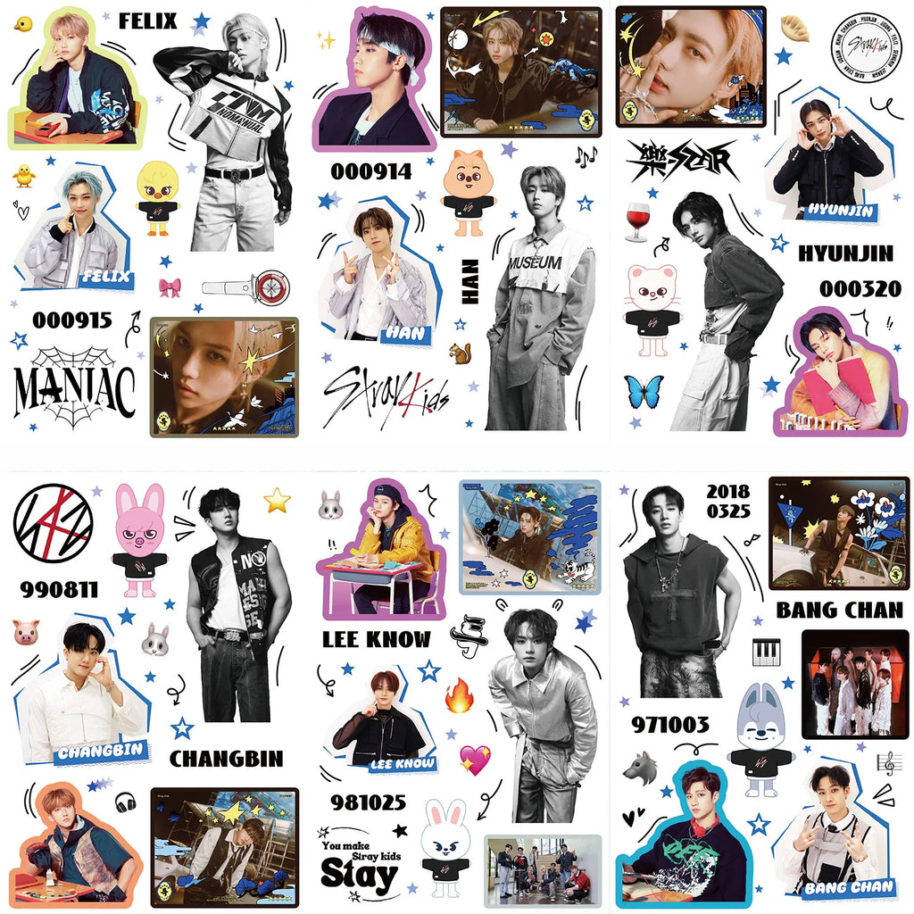 8PCS Kpop Skz Series Stickers Hand Account Skz Team DIY Sticker Notebook Skateboard Waterproof Sticker - Sun Studio