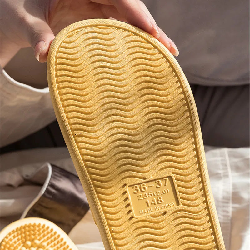 Women Men Foot Massage Slippers Indoor Bathroom Non-slip Soft Slides Comfort Flats Couples Home Relief Feet Health Care Shoes - Sun Studio