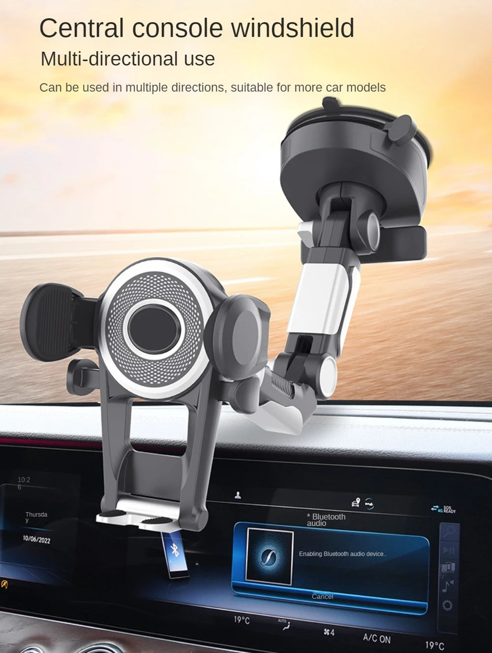 Heavy Duty Phone Mount for Car Windshield Dashboard Long Arm Suction Cup Phone Stand Holder 4.7-6.8inch Smartphone GPS Mount - Sun Studio