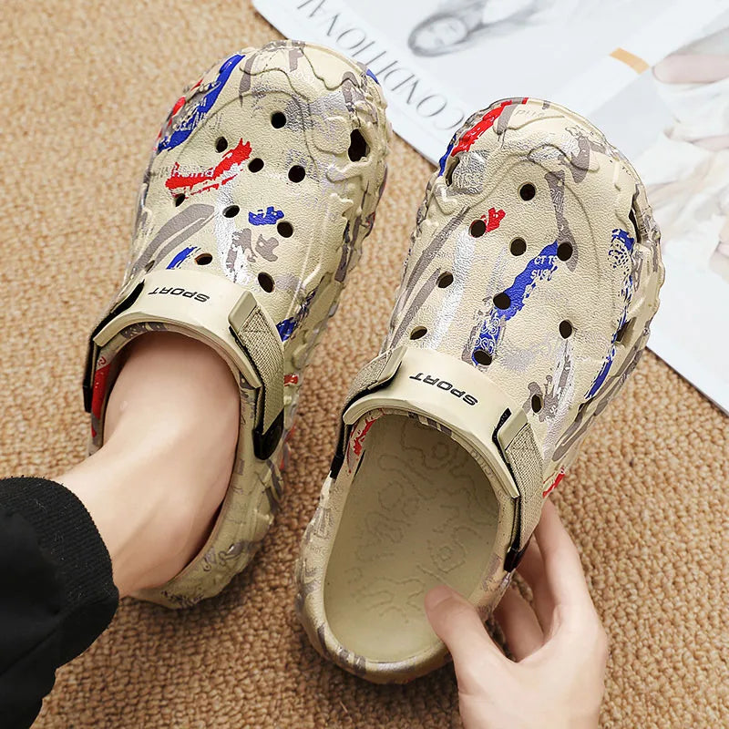 Big Size 47 Summer Men White Clogs Outdoor Garden Clogs Hole Shoes Male Casual Shoes Water Shoes Comfort Home Soft Slippers - Sun Studio