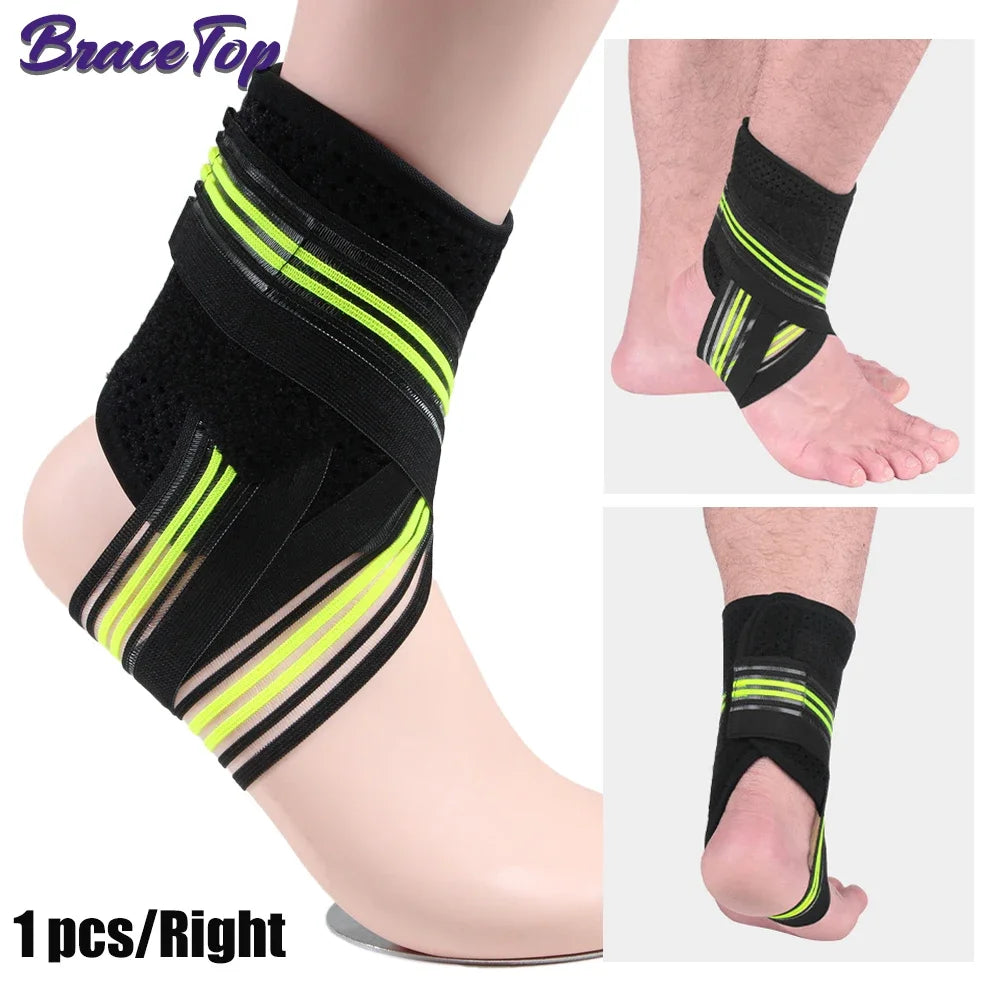BraceTop 1 PC Sports Compression Ankle Brace Support Wrap Gym Ankle Sleeves for Plantar Fasciitis Achilles Tendon Minor Sprains - Sun Studio