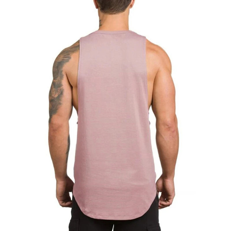 Gym Bodybuilding Workout Fitness T-Shirts Mens Casual Sport Sleeveless Singlets Summer Running Cotton Breathable Loose Tank Tops - Sun Studio