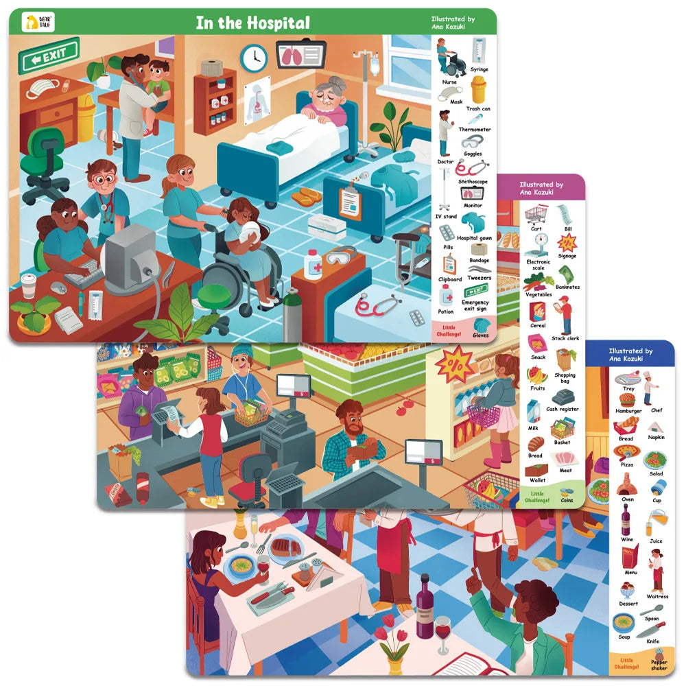 Search and Find Game Looking for Different 3 Themes Interactive Activity Painting Kit Drawing Books with Reusable Pen - Sun Studio