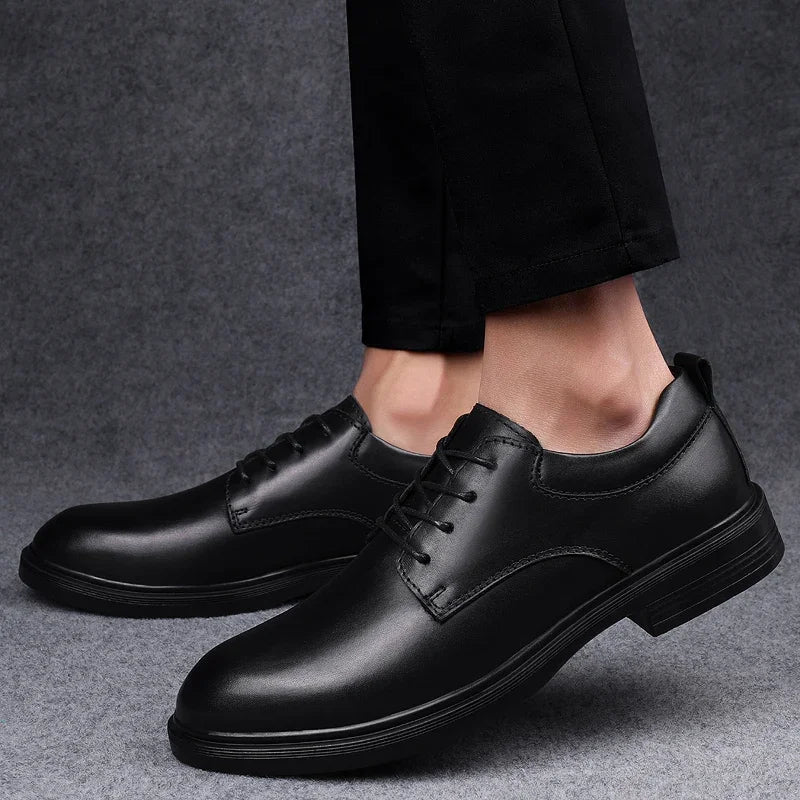 Men's Genuine Leather Oxford Dress Shoes Business Formal Office Wedding Lace-Up Black For Gentleman Plus Big Size 49 50 51 52 53 - Sun Studio