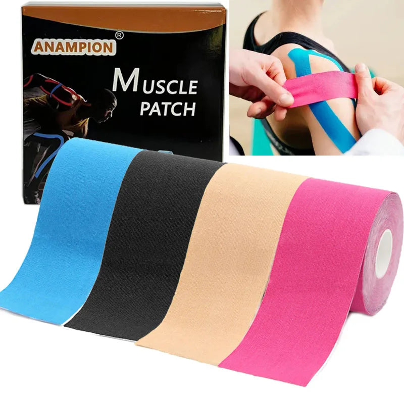 4 Rolls Sport Kinesiology Tape 5m Sports Self-adhesive Bandages Athletic Elastic Kneepad Muscle Pain Relief Knee Taping Fitness - Sun Studio