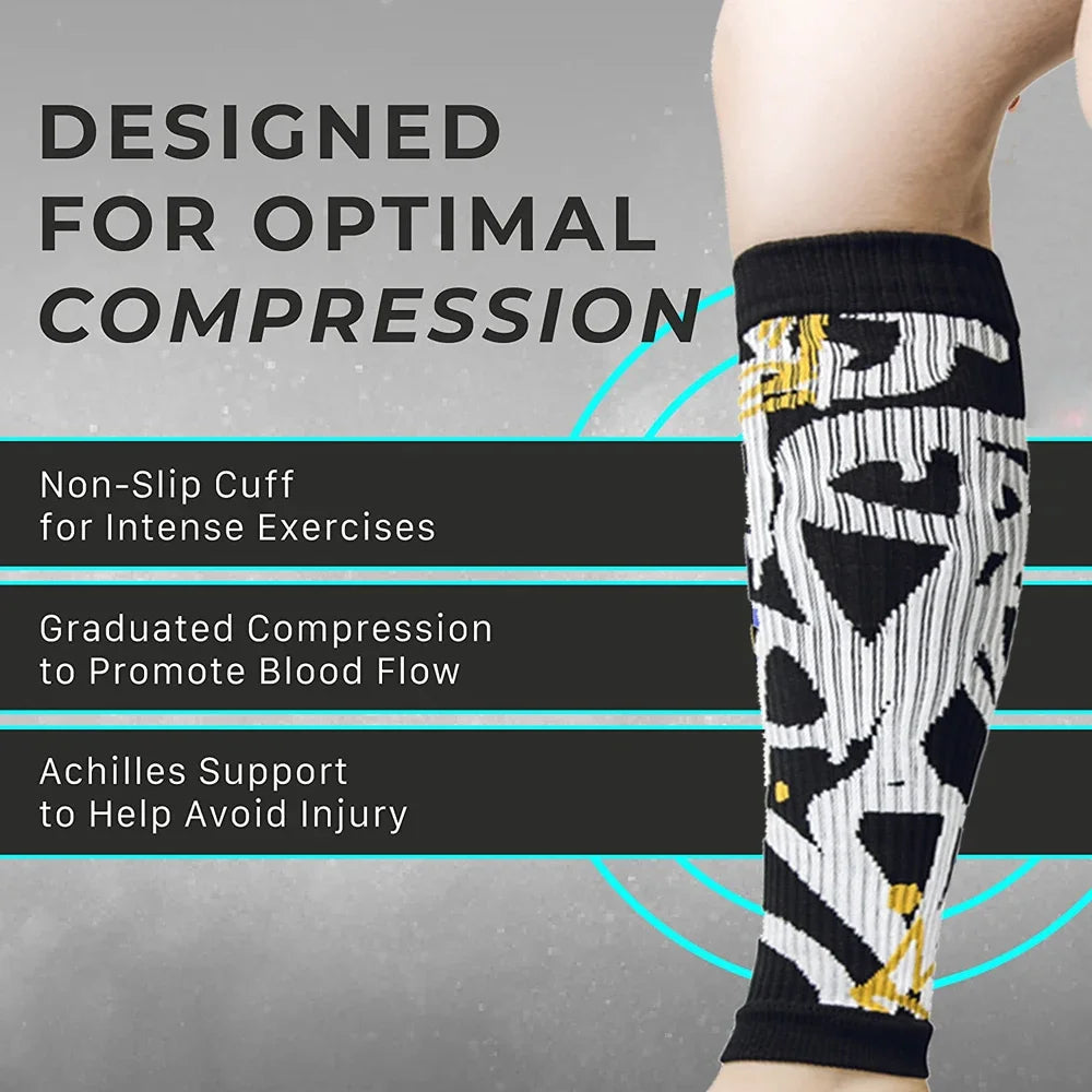 1Pcs Calf Compression Sleeves for Men/Women,Footless Compression Sock,Varicose Vein Treatment for Legs & Pain Relief,Calf Braces - Sun Studio