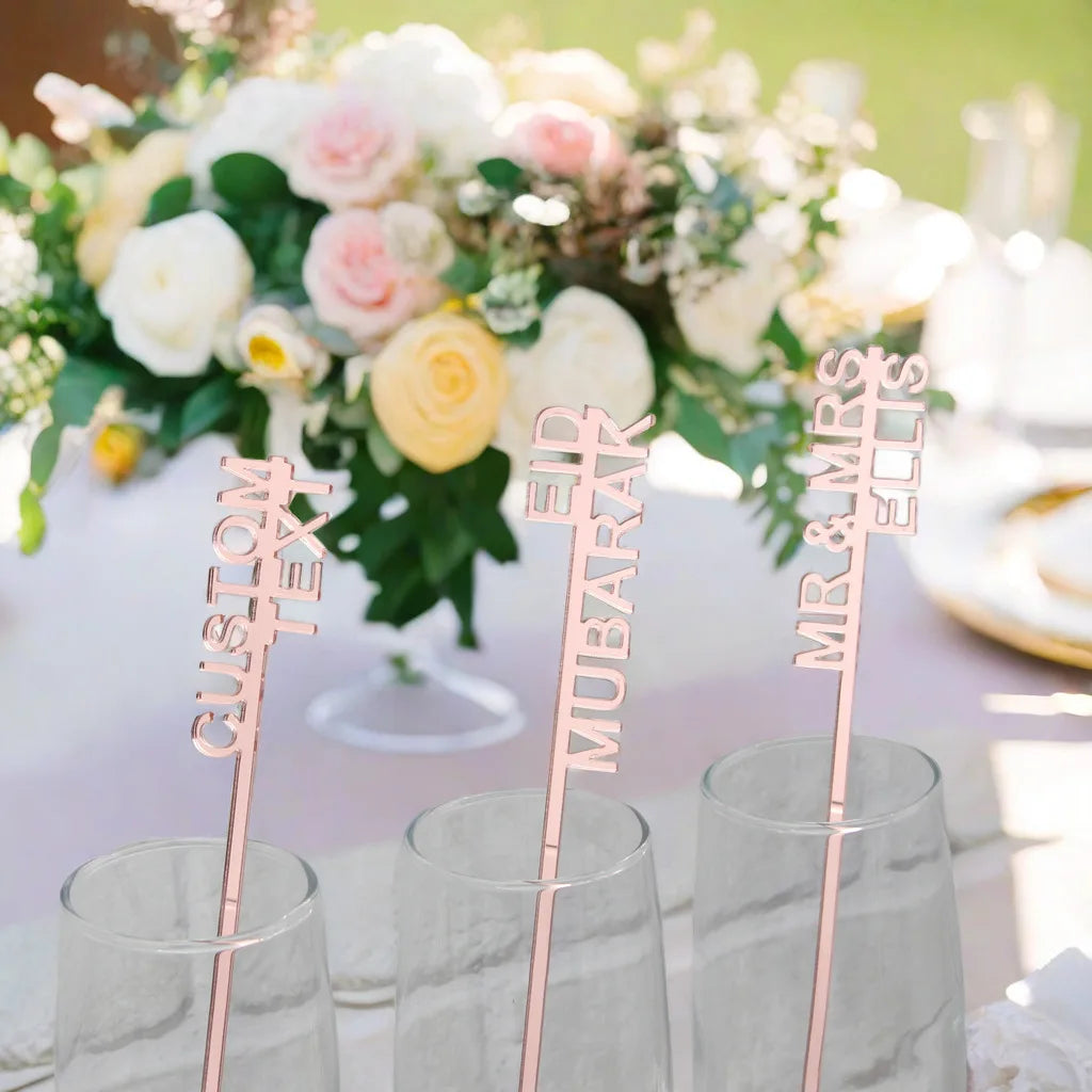 10-120pcs Personalized Acrylic Stirrers Custom Laser Cut Drink Stirrers Drinks Wedding Stirrers Cocktail Toppers - Sun Studio