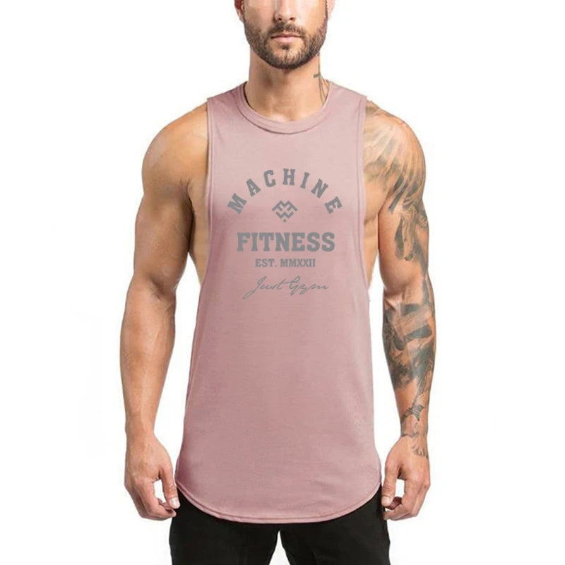 Gym Bodybuilding Workout Fitness T-Shirts Mens Casual Sport Sleeveless Singlets Summer Running Cotton Breathable Loose Tank Tops - Sun Studio