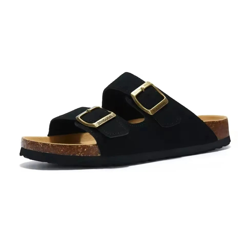 Sommer Kunstwildleder Leder Kork Hausschuhe Flip-Flops Frauen Männer Unisex Retro Tragen Müller Hausschuhe Mode Freizeit Strand Sandalen