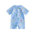 Summer Toddler Infant Baby Boys Girl Rash Guard Swimsuit Coconut Tree Print Short Sleeve Mock Neck Zip Bathing Suit - Sun Studio