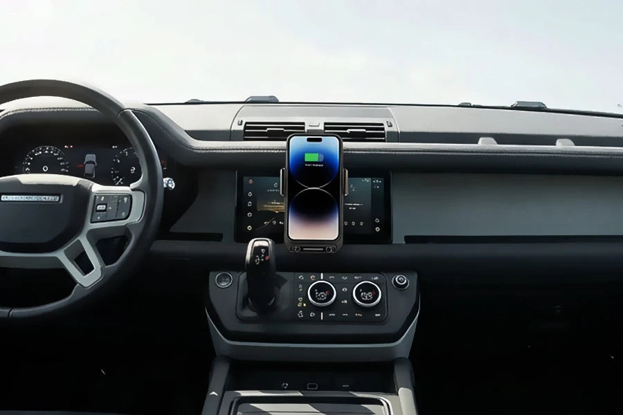 Car Phone Charger Phone Holder 15W Wireless & Wired Charger Auto Sensing One-Touch Release and Rotation Qi FCC ROHS Certified - Sun Studio
