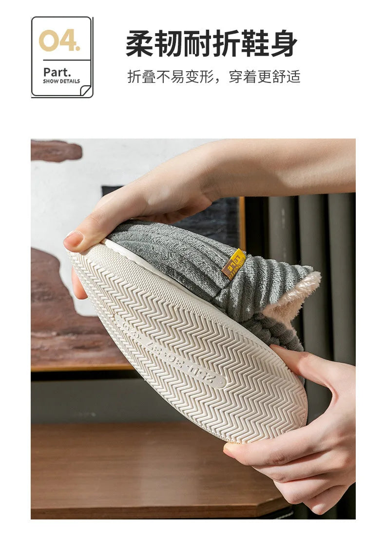 Asgard Men Plush Platform Slippers Winter Warm Outdoor Antiskid Fluffy Soft Cotton Boot Indoor Fashion Cozy Furry Flat Home Shoe - Sun Studio
