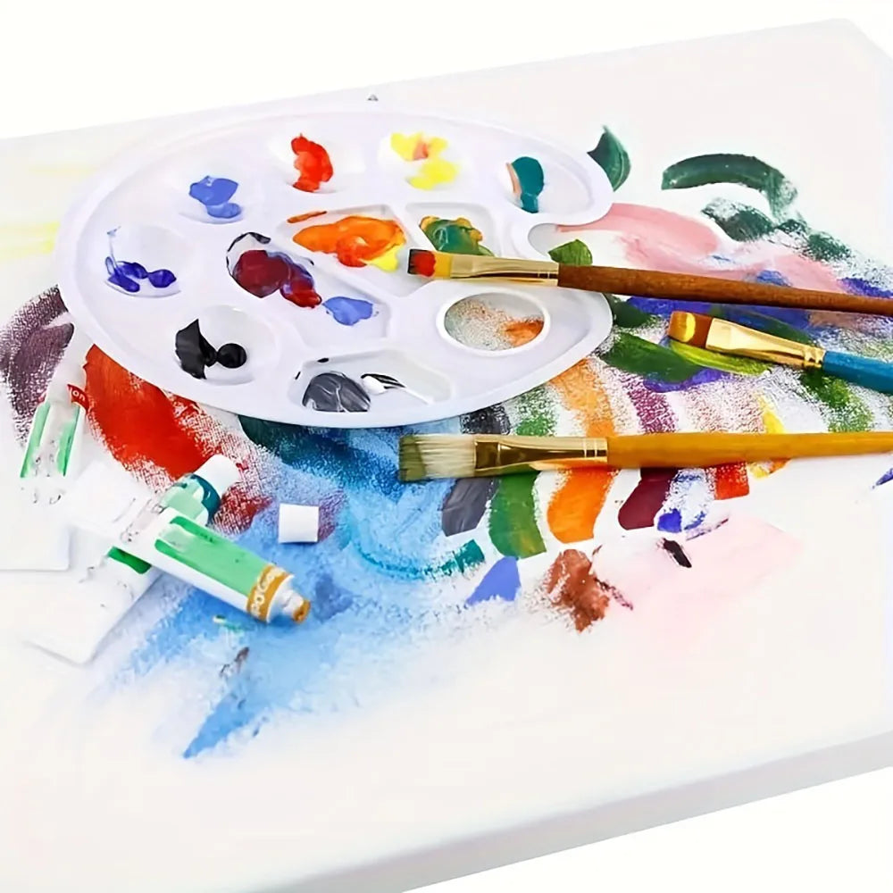 2/6/8/10 Pack Plastic Art Painting Palettes, Oval Shaped Multi-Well Mixing Palette for Watercolor, Acrylic, and Oil Paints - Sun Studio