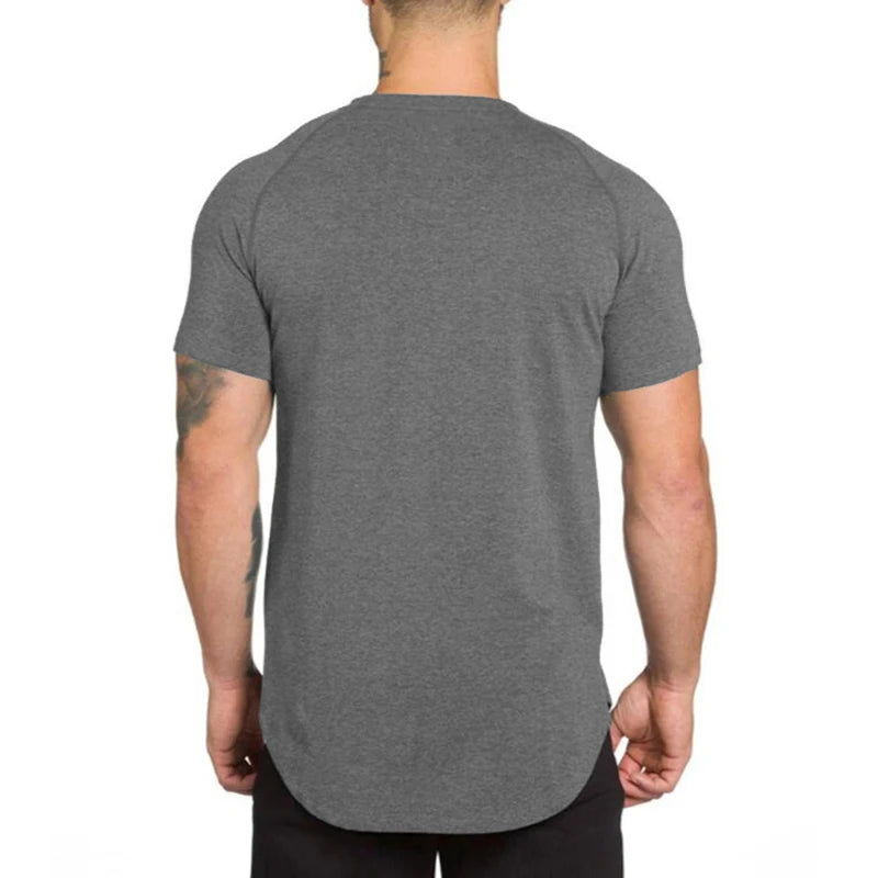 Gym Bodybuilding Workout Clothing Sportswear Mens Casual Short-sleeved Cotton Shirts Summer Fitness Breathable Slim Fit T-Shirts - Sun Studio
