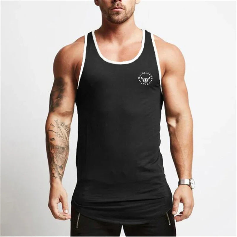 Gym Bodybuilding Sports T-shirt Workout Muscle Vest Fitness Cotton Breathable Sleeveless T-shirt Men Training Tank Tops - Sun Studio