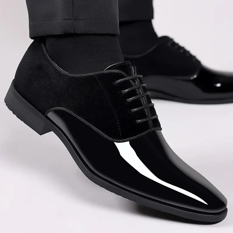 New Oxford Men's Pointed Toe Dress  Luxury Lacquer Wedding Shoes Classic Derby Shoes 2023 Leather Shoes Size 38-50 - Sun Studio