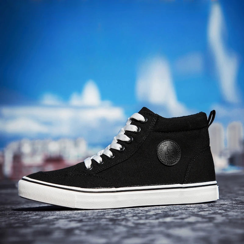 High Top Canvas Shoes Men Shoes Fashion Classics Casual Shoes Solid Color Lace Up Running Shoe High Quality Flat Male Sneakers - Sun Studio