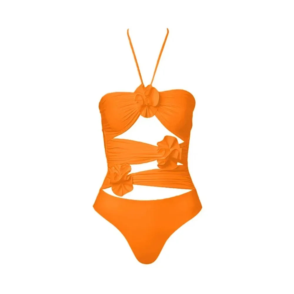 2026 Neu Sexy Weiß 3D Blume Einfarbig Zweiteilig Push Up Bikini Set Luxus Badebekleidung Damen Badeanzug Strandmode Sommer Badeanzug