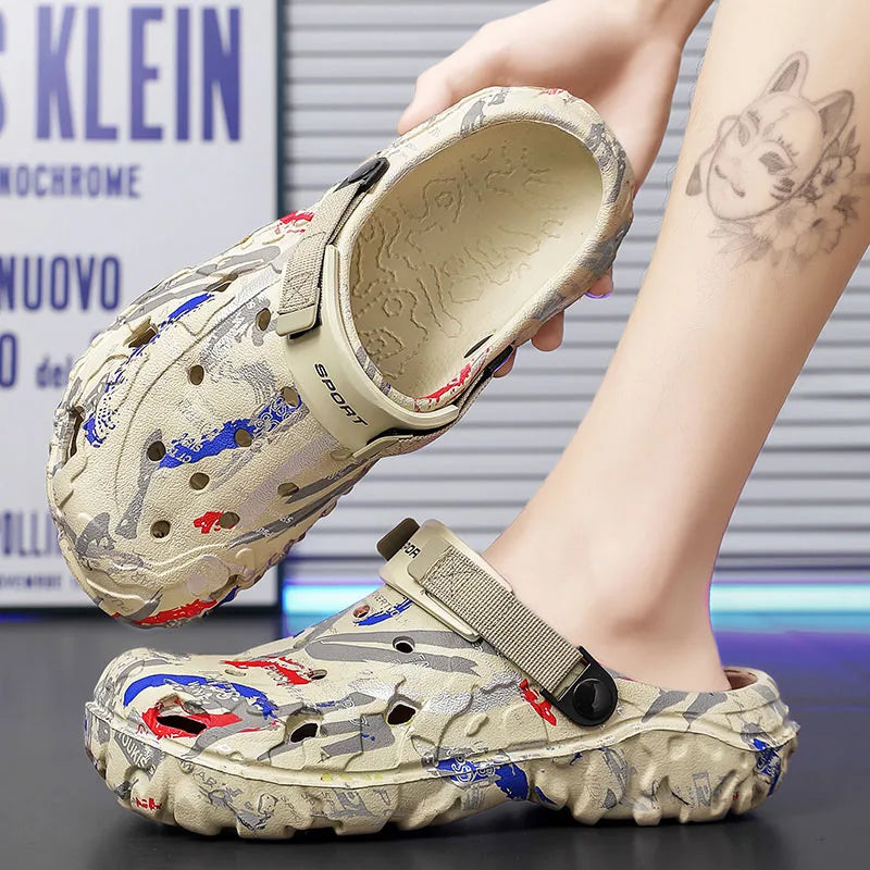 Big Size 47 Summer Men White Clogs Outdoor Garden Clogs Hole Shoes Male Casual Shoes Water Shoes Comfort Home Soft Slippers - Sun Studio