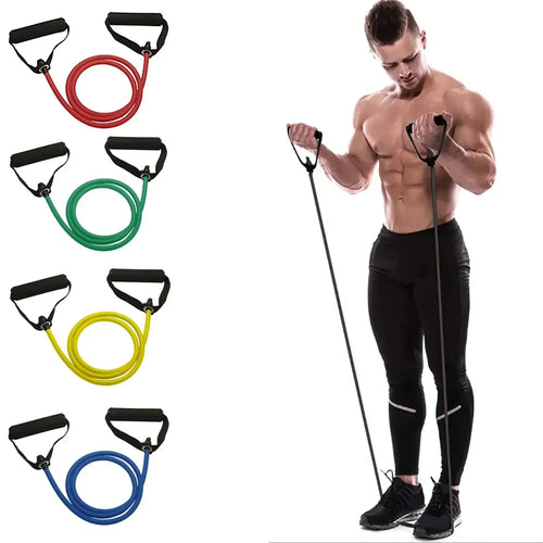 5 Levels Resistance Bands with Handles Men Yoga Pull Rope Elastic Fitness Exercise Tube Band for Home Workouts Strength Training - Sun Studio