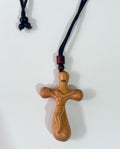 High-End Wooden Car Pendant, Creative Water Drop Shaped Cross Design, Handcrafted Real Wood Ornament for Vehicles & Home Decor - Sun Studio