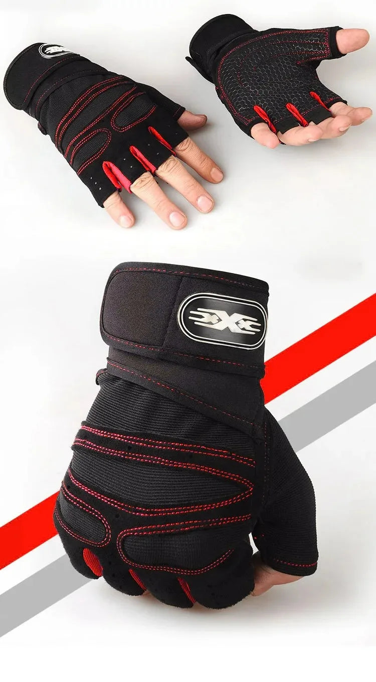 Gym Gloves for Men Women Fitness Weight Lifting Wristband Gloves Body Building Training Sports Exercise Cycling Glove Shockproof - Sun Studio