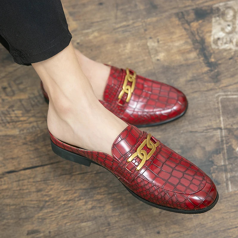 100% Echtes Leder Schwarze Herren Halbschuhe Für Herren Schuhe Mules Lässige Designer Schuhe Mode Slipper Luxus Schwarze Hausschuhe 2022