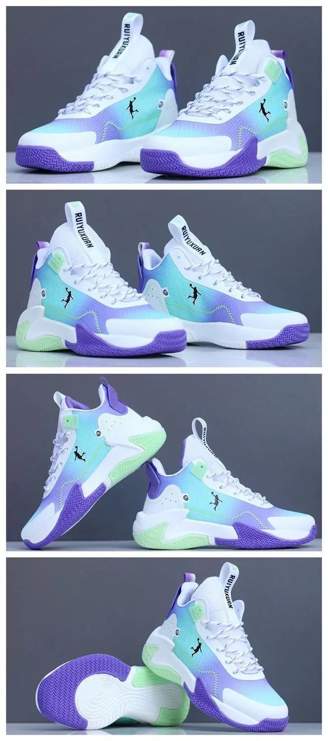 Marke Professionelle Herren Weiße Rote Blaue Basketballschuhe Basketball Sneakers Rutschfest Hochschaft Paar Herren Basketballstiefel