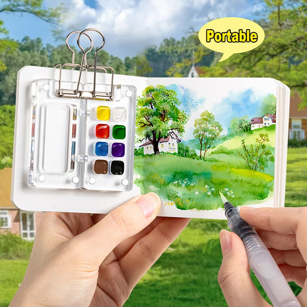 Transparent painting color panel, mini color boxes are convenient to carry with you, outdoor sketch watercolor and oil painting - Sun Studio
