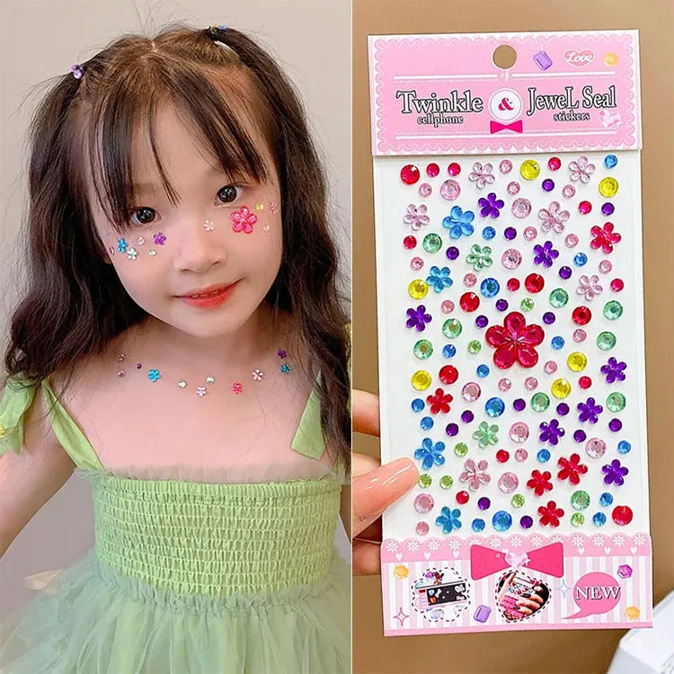 Glitzer Gesicht Aufkleber für Kinder Strasssteine für Augen Gesicht Diamanten Helle Aufkleber Festival Makeup Juwelen Aufkleber ZS006