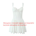 Mingmingxi Sexy Spaghetti Strap Corset Dress Elegant Fluffy Party Dresses Slim A Line Lace Up Dress Cotton Women Clothing - Sun Studio