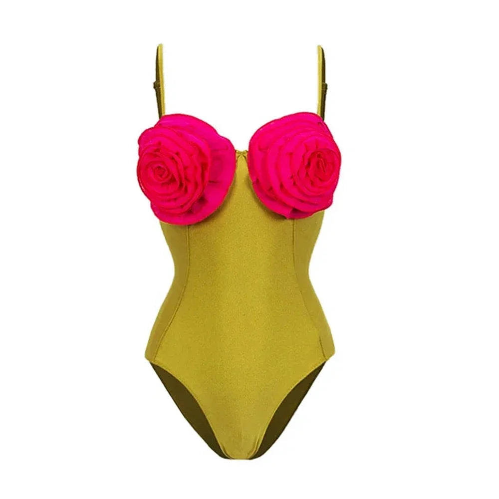 2026 Neu Sexy Weiß 3D Blume Einfarbig Zweiteilig Push Up Bikini Set Luxus Badebekleidung Damen Badeanzug Strandmode Sommer Badeanzug