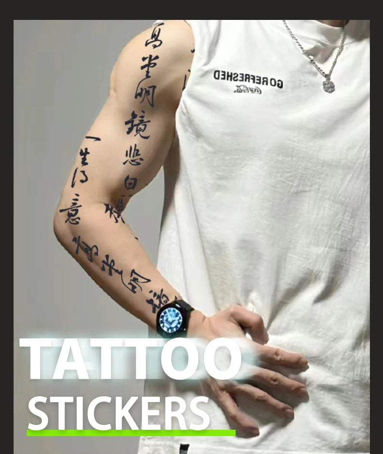 Poetry Verse Waterproof Temporary Tattoo Sticker, Long-lasting for 1-2 weeks, Realistic Semi-Permanent Fake Tattoo - Sun Studio