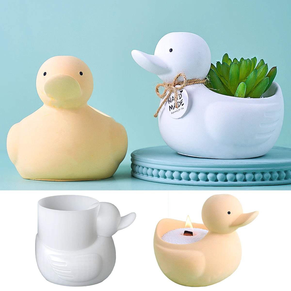 S/M/L Duck Silicone Mold DIY Handmade Cute Cartoon Duck Scented Candle Flowerpot Candle Jar Storage Box Plaster Mold Home Decor - Sun Studio